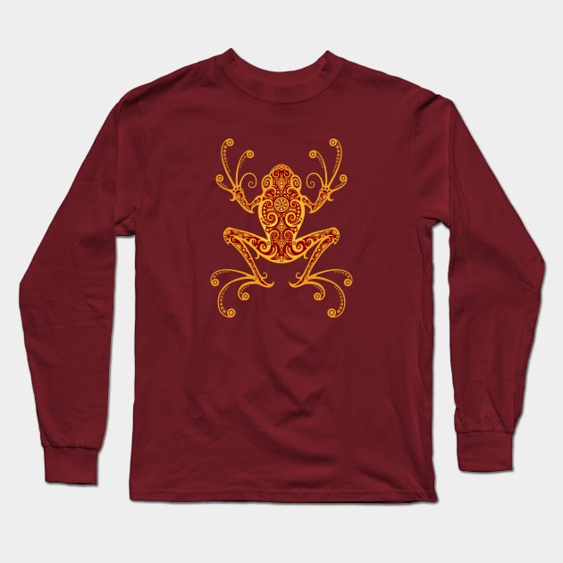 Intricate Red and Yellow Tree Frog Long Sleeve T-Shirt by jeffbartels